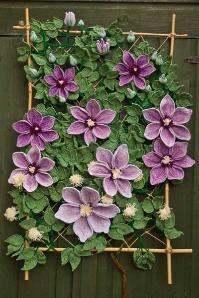 Clematis William Kennett - the crocheted version