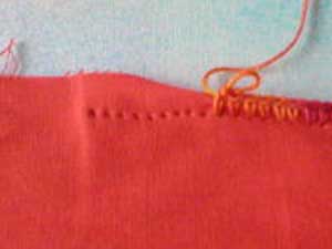 Working into fabric how to step 2