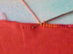 Working into fabric how to step 3